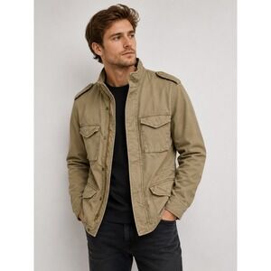 Gianni Lupo Utility Field Jacket Men's Large Khaki Full Zip Military Safari Coat
